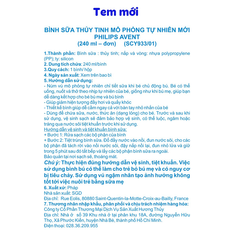 Bình sữa thủy tinh Philips Avent SCY933/01 cổ rộng 240 ml (từ 1 tháng) 12